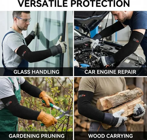 Miniatura 9 de Protectores de brazo para piel fina y moretones, mangas resistentes a cortes para hombres y mujeres, mangas de Kevlar, mangas de protección de nivel