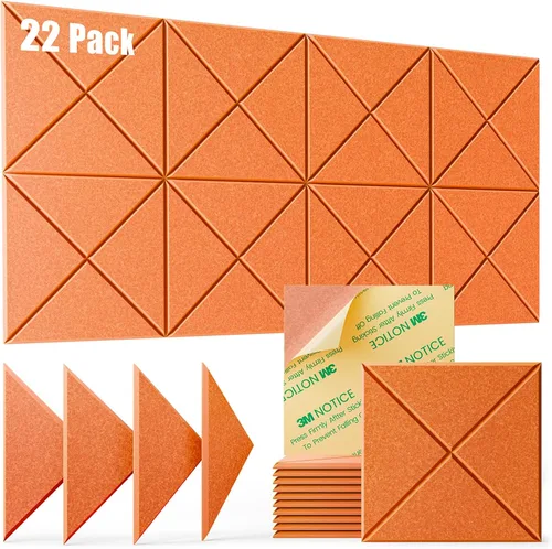 Miniatura 10 de Paquete de 22 paneles acústicos autoadhesivos, 12"X 12"X 0.4" paneles de espuma insonorizante, paneles de pared insonorizados de alta densidad