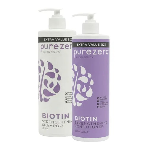 Miniatura 4 de Purezero Biotin - Juego de champú y acondicionador – Fórmula antiadelgazamiento – Volumizante, más grueso y lleno – Cero sulfatos, parabenos