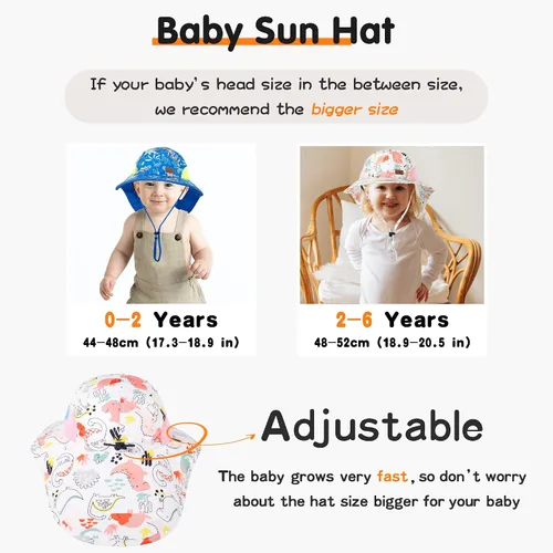 Miniatura 23 de Sombrero de sol para bebé, sombreros de protección solar para niños pequeños, UPF 50+, gorra de playa de verano al aire libre para niños y niñas