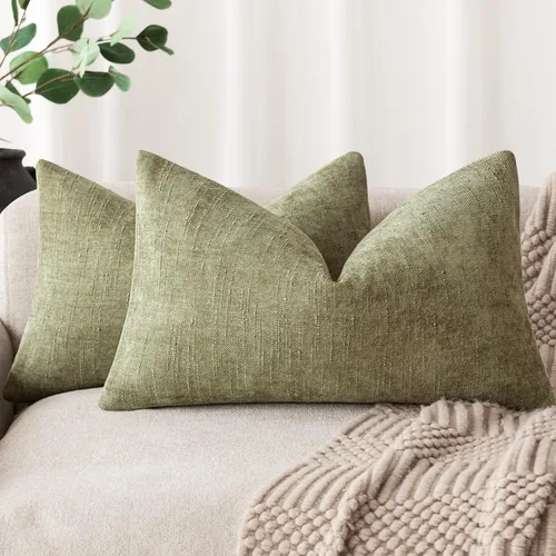 Miniatura 41 de Foindtower - Paquete de 2 fundas de almohada decorativas, cuadradas, cómodas, unicolor, suaves, lumbares, estilo rústico neutro, para sofá, sillón
