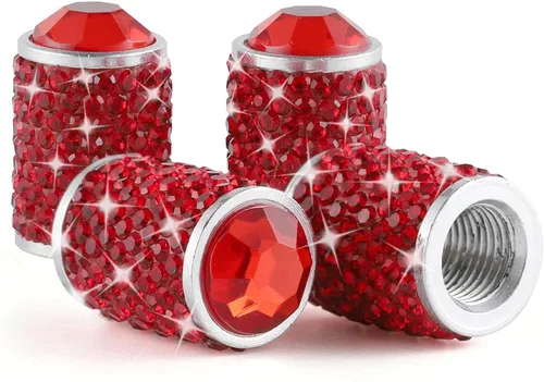 Miniatura 9 de Alpmosn Tapones para válvula de neumático de automóvil, 4 tapas de válvula de neumático brillantes, tapones de cristal brillantes para mujeres, Azul
