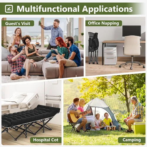 Miniatura 7 de Slendor Cuna de Camping, Cunas de Camping Plegables para Adultos, Cuna de Dormir Portátil con Bolsa de Transporte, Oxford de Doble Capa 1200D, Cama