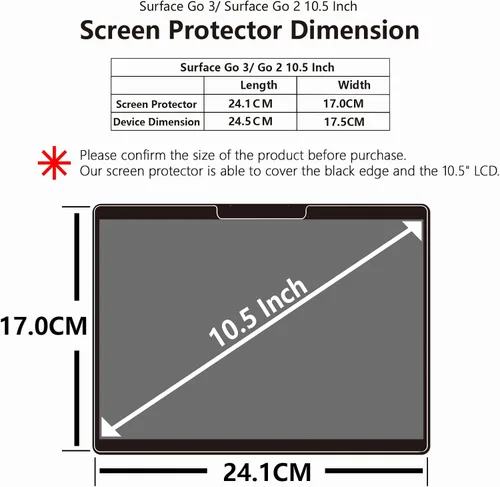 Miniatura 3 de Adeway [Paquete de 2] Protector de pantalla de papel para Microsoft Surface Go 4/3/2/1 (LCD 10.5 pulgadas) Mate/Vidrio templado/como escritura
