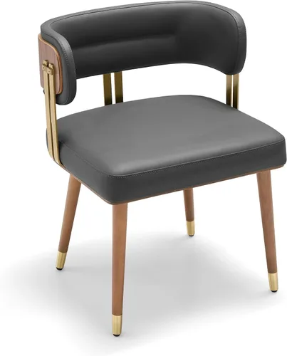 Miniatura 31 de ARTPLAN Juego de 2 sillas de comedor de cuero de nogal, modernas sillas de cocina con cojín de espuma de alta resistencia y marco de acero 2-Azul