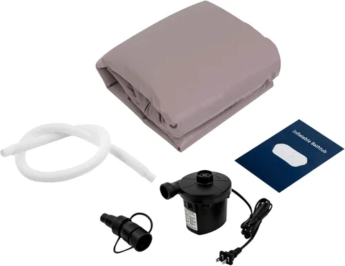 Miniatura 7 de Bañera inflable plegable de 4 capas, bañera portátil de pie para adultos de 50 pulgadas con bomba de aire eléctrica, bañera de spa para baño de agua