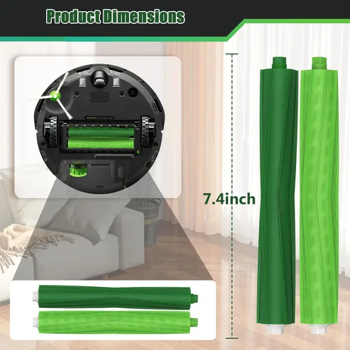 Miniatura 6 de 4 juegos de cepillos de rodillo de repuesto para iRobot Roomba serie i, j y e, cepillos de goma multisuperficie para i3 i7 E5 j7 i4 i7+ i3+ i4+ i5