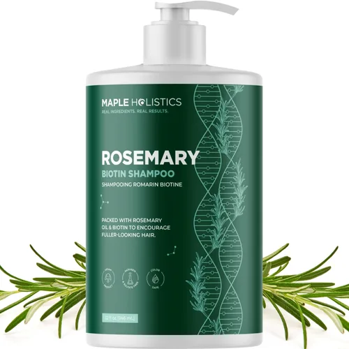 Miniatura 18 de Champú voluminizador de biotina para cabello fino - Champú para cabello fino con menta, argán y aceites esenciales para el cuidado del cabello