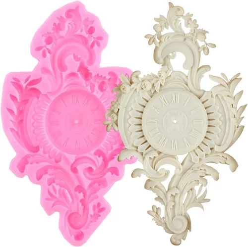 Miniatura 14 de Moldes barrocos de silicona para fondant de encaje de volutas para alivio de flores de caramelo, molde de filigrana esculpido en 3D para decoración