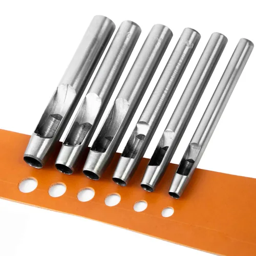 WUTA Juego de 6 herramientas de perforación redonda de cuero para perforar perforaciones de 0.236 a 0.394 pulgadas, kit de trabajo de artesanía en