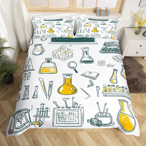 Miniatura 15 de Erosebridal Juego de ropa de cama con temática científica tamaño individual para niños y niñas, adolescentes, regalos de regreso a clases, funda
