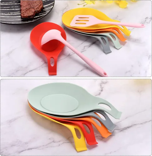 Miniatura 5 de uxcell Soporte de cuchara de silicona, 7.68 x 3.74 pulgadas, resistente al calor, soporte para utensilios de cocina, espátula, soporte para cucharón