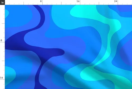 Miniatura 3 de Spoonflower Fabric - Psychedelic Waves Retro Oceanic Movement Shades of Blue Aquatic 70S Printed on Chiffon Fabric Fat Quarter - Sewing Fashion