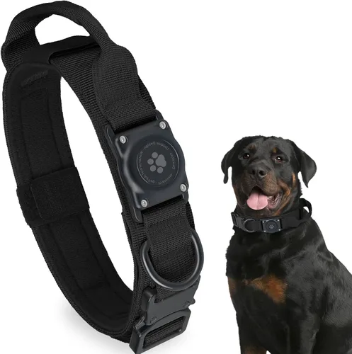 Miniatura 8 de Collar táctico para perro con AirTag, 100% impermeable, collares para perro Apple Air Tag integrados con soporte rígido de PC para AirTag, collar