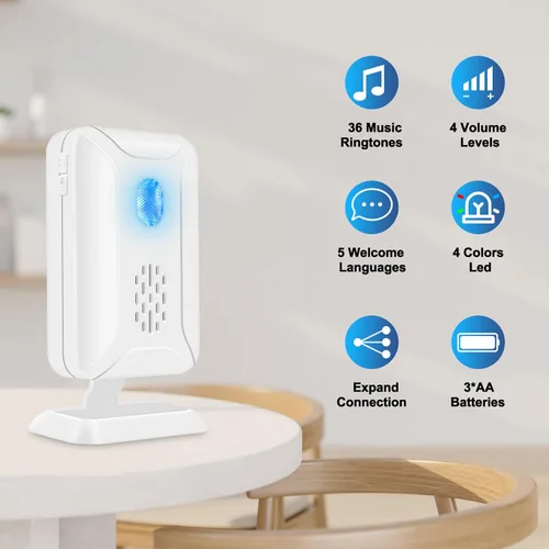 Miniatura 2 de Cruxer Timbre de puerta con sensor de movimiento para negocios al entrar en la puerta, sensor de movimiento, timbre de puerta interior para oficina