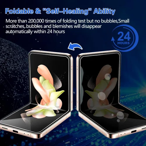 Miniatura 4 de Protector de pantalla de privacidad 8 en 1 para Samsung Galaxy Z Flip 5, interior suave EPU flexible, protector de pantalla frontal y trasera