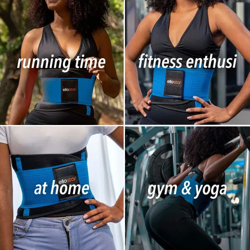 Miniatura 2 de ellostar Entrenador de cintura para mujer: banda de sudor para grasa del vientre, control de abdomen, soporte de espalda, faja moldeadora de Azul