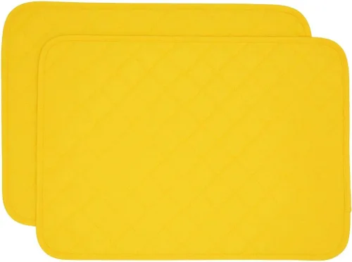 Miniatura 7 de Juego de dos manteles individuales redondos acolchados de color amarillo brillante sólido