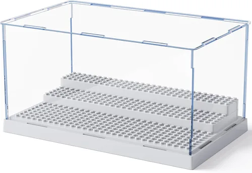 Mlikero Vitrina para Minifiguras, Figuras de Acción y Bloques, Caja de Exhibición de Minifigura Extraíble para Almacenamiento de Colección de gris