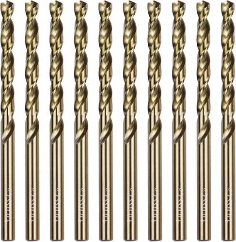 Miniatura 12 de Broca de cobalto de 1/8 pulgadas M35 HSS Brocas helicoidales Jobber Longitud Broca de acero para metal duro y acero inoxidable, paquete de 10