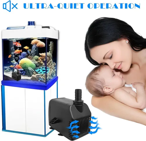 Miniatura 5 de Bomba de agua sumergible de 800 GPH (3000 L/H, 24 W), bomba de fuente ultra silenciosa con 2 boquillas, cable de alimentación de 6.5 pies