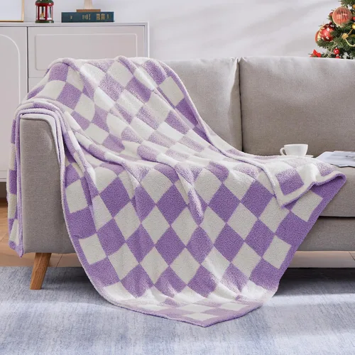Miniatura 44 de WRENGONGE - Manta a rayas de color caqui, suave, acogedora, mullida, cálida, para sillón, sofá, cama o viajes, ligera, 50 x 70 pulgadas, regalo