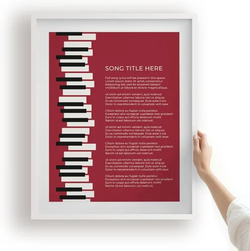 Miniatura 20 de Piano Keys Custom Songs Lyric Wall Art Print, Personalized Music Poster For Gallery Wall (Blue 11x14" Unframed Print)