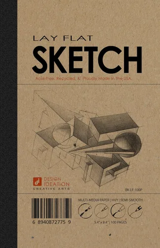 Design Ideation Lay Flat - Cuaderno de bocetos multimedia. Cuaderno de bocetos extraíble para lápiz, tinta, marcador, carbón y pinturas de acuarela.