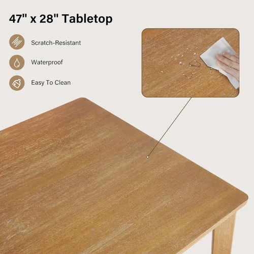 Miniatura 5 de SIMTONAL Juego de comedor de 4 piezas estilo granja, mesa de madera con 2 sillas, banco, mesa de madera moderna de mediados de siglo y juego
