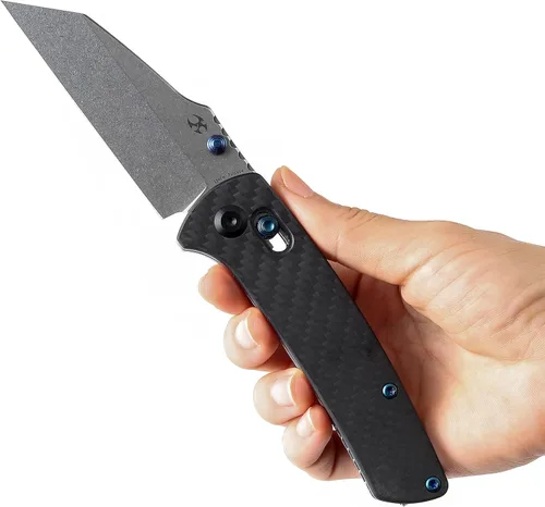 Miniatura 7 de KANSEPT Main Street - Cuchillo plegable de bolsillo, hoja de acero afilada 154CM de 3.36 pulgadas, mango de fibra de carbono de sarga con bloqueo