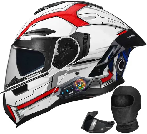 Miniatura 15 de Casco Modular Moto con Bluetooth Integrado, Doble Visera para Día/Noche, Ventilación Avanzada Múltiple, Forro Extraíble Lavable, Certificado DOT