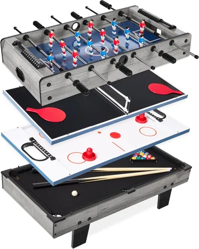 Miniatura 8 de Best Choice Products Serie de mesas de juegos múltiples – Mesas de juego interactivas 4 en 1 y 11 en 1 para niños con futbolín, hockey sobre aire, 4
