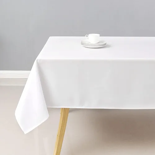 Wewoch Mantel rectangular blanco resistente al agua y lavable de poliéster para mesa de comedor, cocina, fiestas, bodas y uso al aire libre de 60