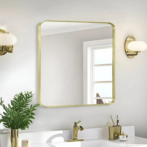 Miniatura 53 de Espejo de montaje en pared para baño, espejo rectangular de tocador rectangular con marco de metal negro cepillado (16 x 20 pulgadas, negro)