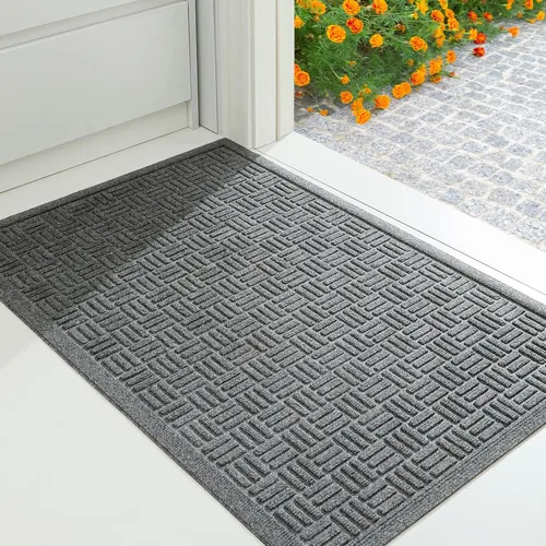 Miniatura 24 de Mibao Tapete para puerta delantera, resistente y duradero, tapete de bienvenida para interiores y exteriores, atrapador de suciedad, impermeable
