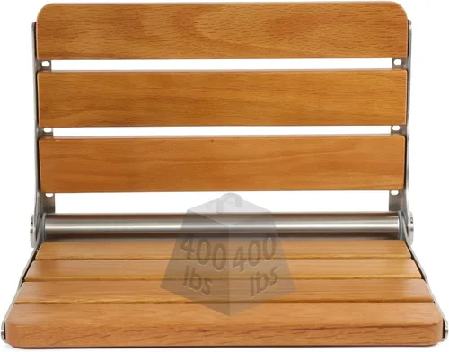 Dyna-Living Asiento de ducha plegable montado en la pared, asiento de ducha plegable de 400 libras, asiento de ducha con soporte de carga, silla de