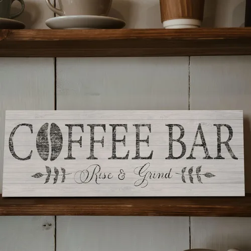 Miniatura 6 de Letrero de café Rise & Grind, arte de impresiones en lienzo inspiracional para decoración de cocina, casa de campo, estante, mostrador, bar