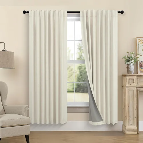 Miniatura 52 de Pitalk Cortinas cortas 100% opacas de lino para cafetería, 40 pulgadas de largo, 2 paneles, cortinas de puerta francesa para ventana, cortina