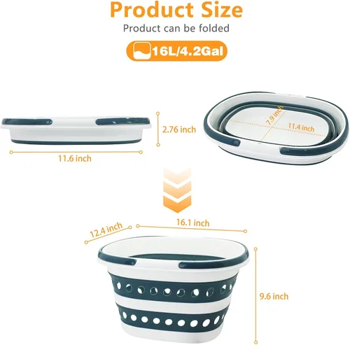 Miniatura 2 de Cesta de lavandería plegable compacta, cesta desplegable de tamaño pequeño, perfecta para dormitorio, baño, viajes, no para familias numerosas