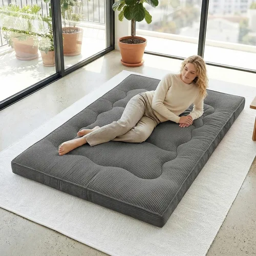 Miniatura 11 de cidludto Colchón de futón japonés de tamaño individual, sofá cama de 4 pulgadas, colchón de suelo para adultos, tapete de tatami más grueso, Negro