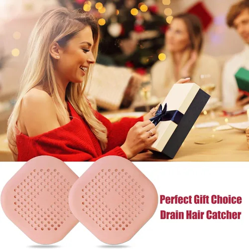 Miniatura 7 de Recolector de cabello cuadrado con ventosas para desagüe, tapón de silicona para ducha, fácil de instalar para baño, tina y cocina, 2 unidades (rosa)