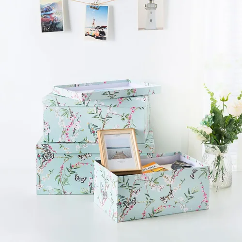 Miniatura 5 de Soul & Lane Cajas de almacenamiento de fotos de mariposas en vuelo (juego de 3): cajas anidables con tapas, contenedores de cartón decorativos