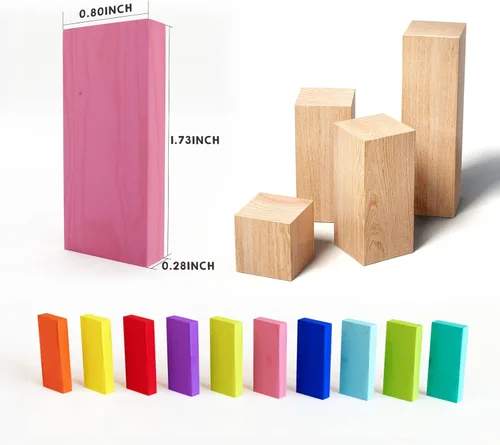 Miniatura 7 de WOOD CITY Juego de dominó de 1000 piezas para niños con 20 bloques adicionales, coloridos azulejos de dominó para construir, apilar, carreras