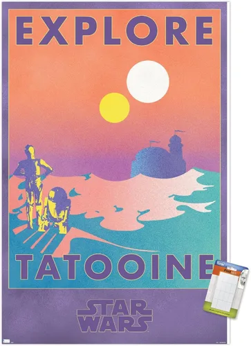 Miniatura 12 de Trends International Star Wars: Tatooine - Póster de pared de Explore Tatooine, 14.725 x 22.375 pulgadas, versión enmarcada de madera de granero