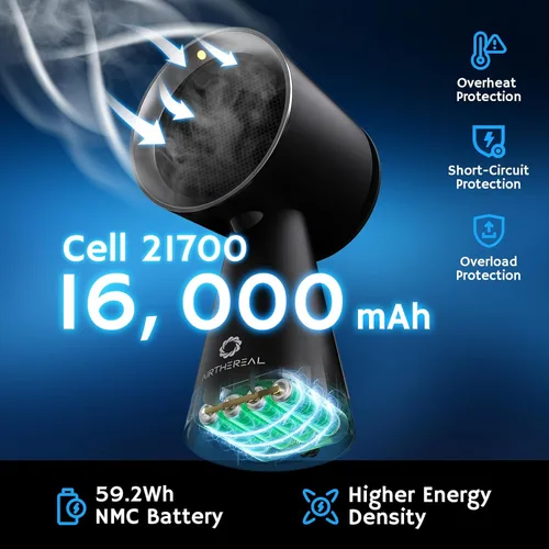 Miniatura 2 de Airthereal Campana extractora de escritorio con pilas, campana extractora portátil recargable con 3 velocidades de ventilador y taza grande de Negro