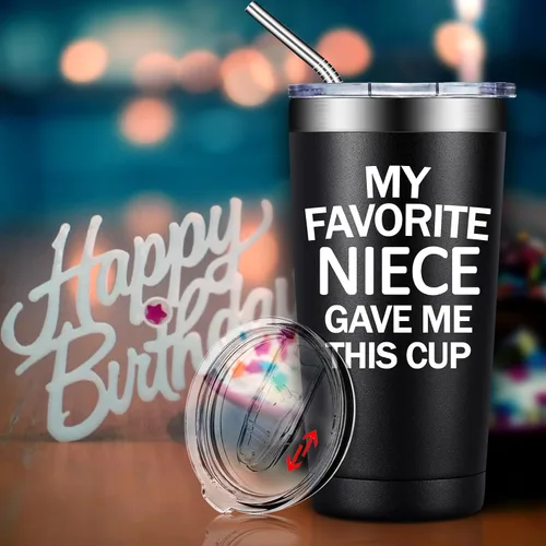 Miniatura 4 de BIRGILT Vaso de 20 onzas con texto en inglés «My Favorite Niece Gave Me This Cup», regalo para el mejor tío de parte de la sobrina, regalo del día