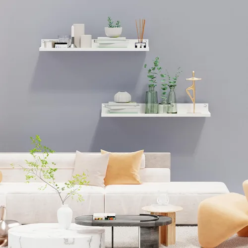 Miniatura 8 de Paquete de 4 estantes flotantes de metal, estante grande de pared de 17 x 6 pulgadas para almacenamiento, estantería blanca para niños, estantes