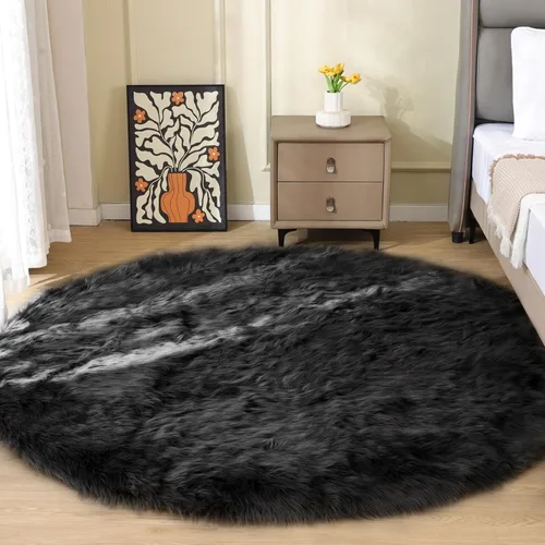 Miniatura 26 de ORINOVA Alfombras de pelo sintético lavable de color gris plateado claro para dormitorio, alfombra de felpa para sala de estar, alfombra