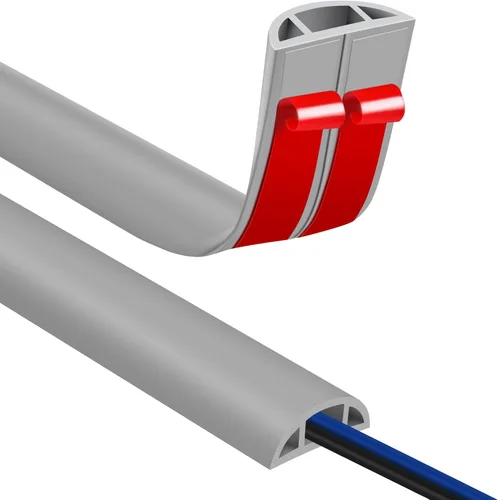 Miniatura 15 de JAHOMFAI Cubierta para cables de piso 1m de largo, cubiertas para cables en el suelo para proteger los cables y prevenir riesgos de caídas, fácil