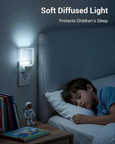 Miniatura 7 de DEWENWILS Luces nocturnas que se enchufan a la pared, luces LED de noche con sensor de atardecer a amanecer, luz nocturna blanca fría para baño